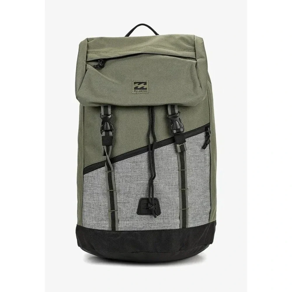 Billabong Green/Gray Track Backpack L19 Military Laptop Bookbag Multiple Zipper